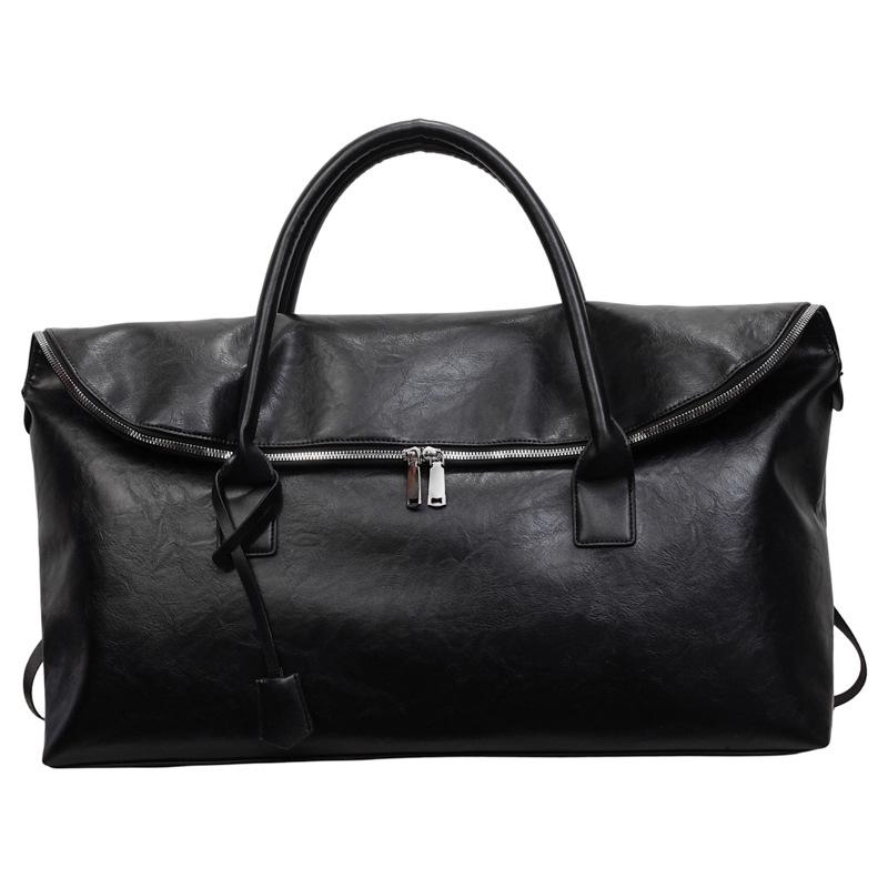 Trendige weiche Ledertasche für Reisen & Fitness – Tragbar, großes Fassungsvermögen, für Business & Ausflüge One Size schwarz