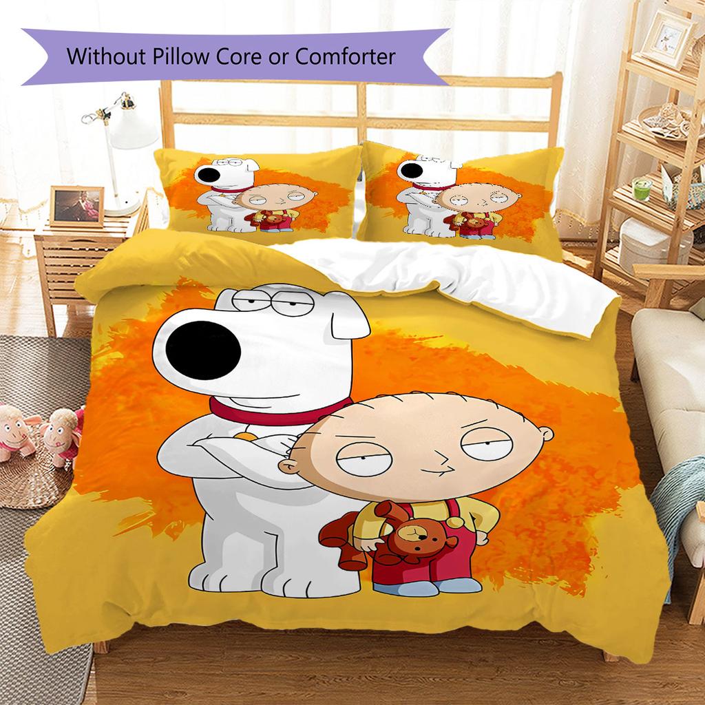 Rodinný typ Vzor Povlečení Sada prošívaných dek Quilt Cover Povlak na polštář Domácí dekorace Dárek k narozeninám (1 * povlak na peřinu + 2 * povlak na polštář, bez jádra)