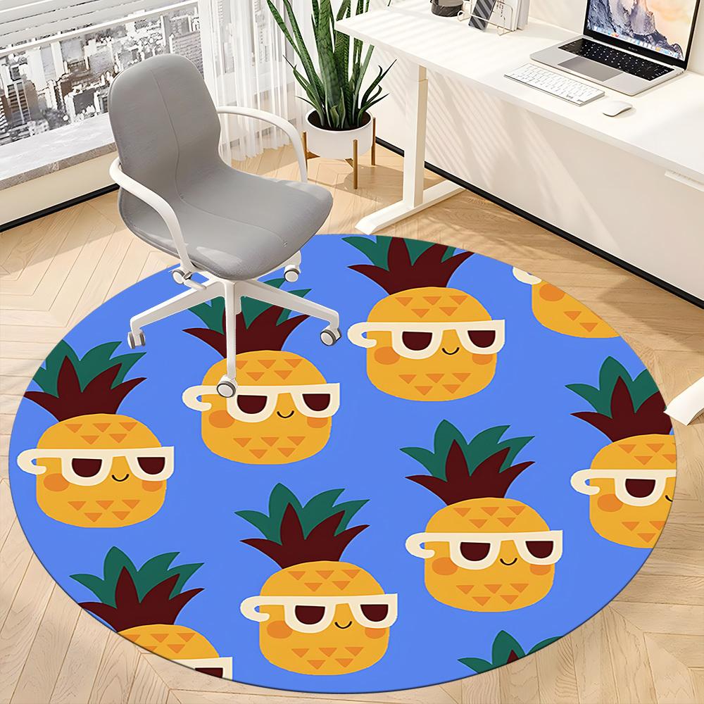 1pc Pineapple Pattern Carpet, Round Non Slip Durable Large Size Office Carpet, Suitable for Office