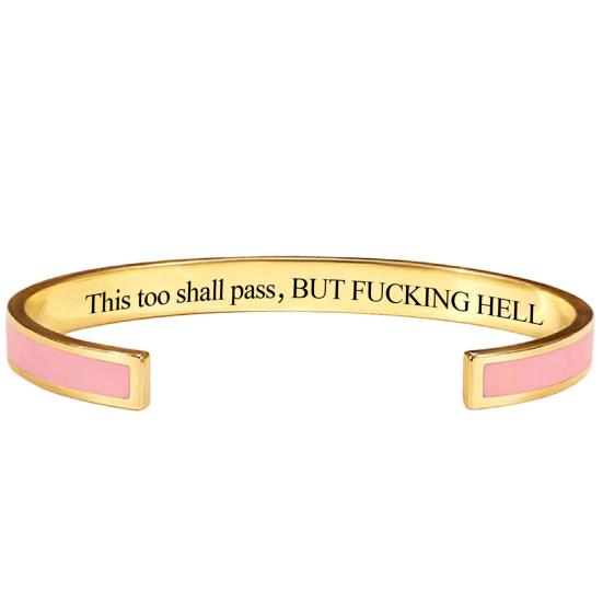 Baizihuahu This Too Shall Pass Mantra Cuff Bracelet, Adjustable Engraved Motivational Bangle Hidden Information Inspirational Encouragement