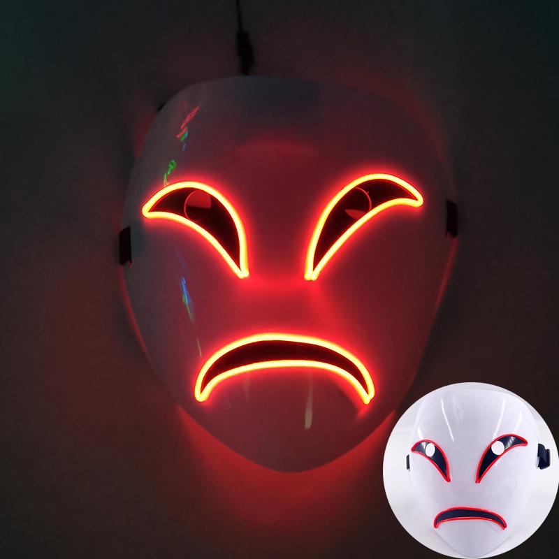 Maschere Facciali LED Sorridenti Luminose per Feste Rave Costume di Halloween Cosplay Maschere Luminose Horror Oggetti di Scena per Case Infestate