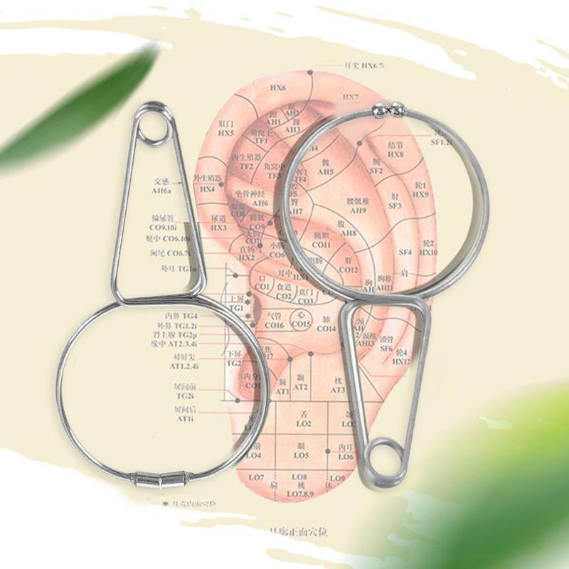 Magnetic Ear Acupuncture Point Clamp With Ear Acupuncture Points Chart Stainless Steel Massage Clip Portable Ear Massager Clip