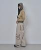 MOO Contrast Cargo Cotton Pants - Light Beige