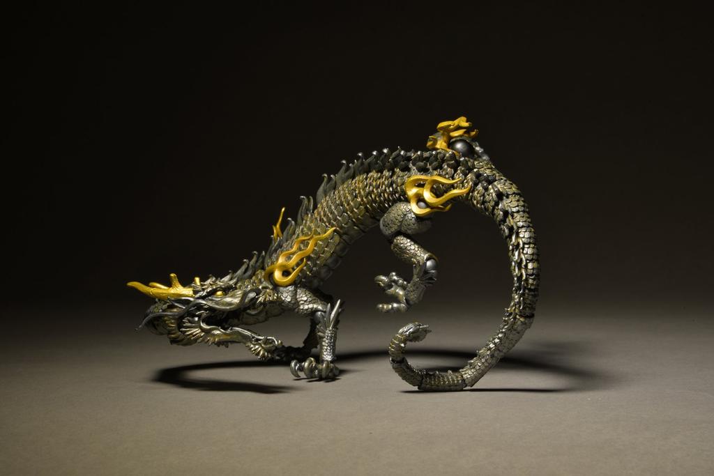 Kaiyodo Takeya Style Free-Standing Figurine Dragon, Iron Rust Tone, Non-Scale ABS & PVC, Painted Movable Figure KT-003