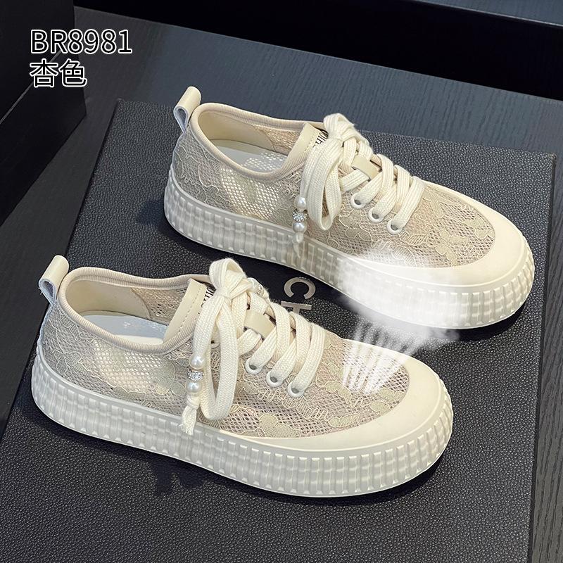 Thick-soled lace fisherman shoes summer new mesh breathable board shoes small fragrant wind thin biscuit shoes