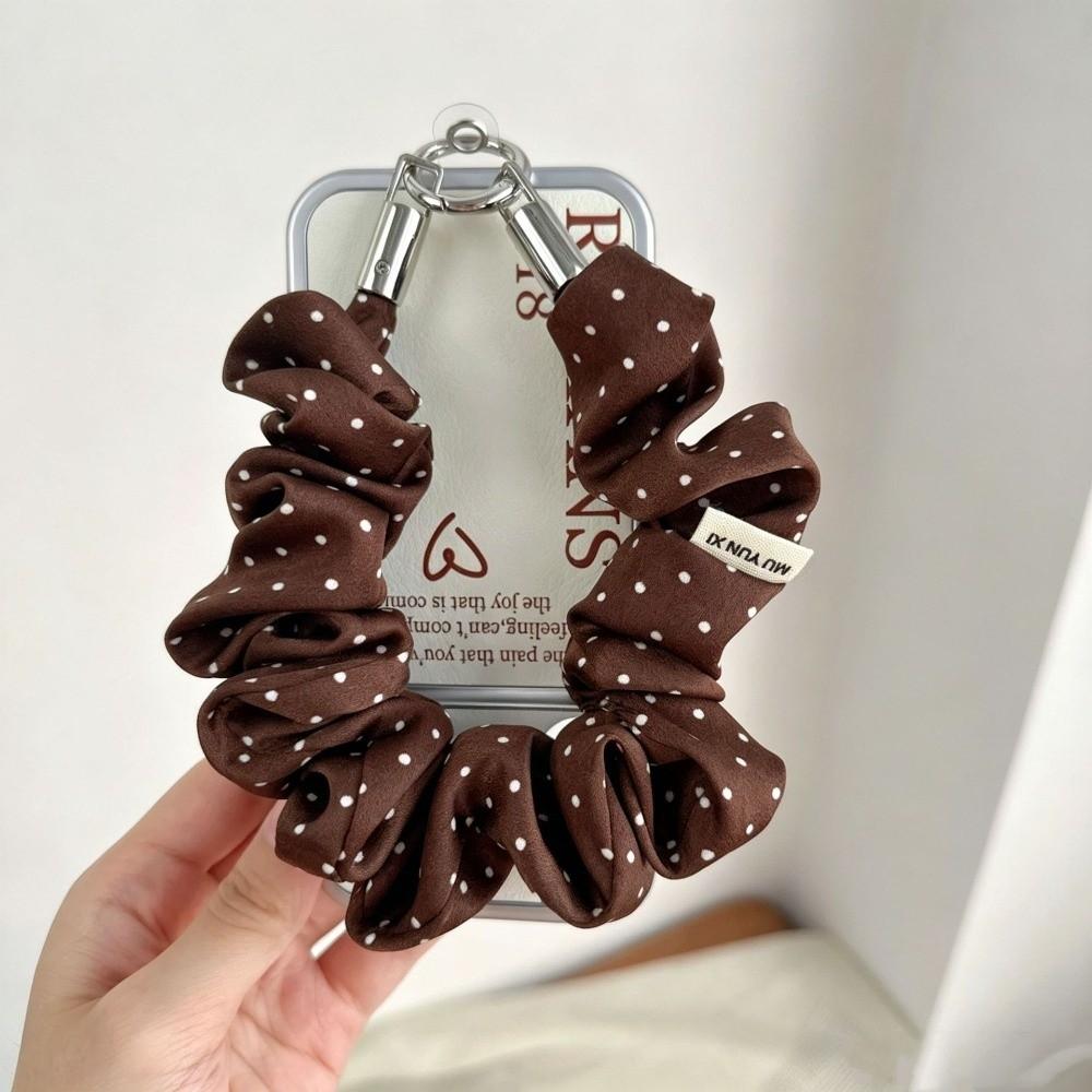 Anti-lost Stretchable Phone Lanyard Polka Dot Keychain Bag Pendant Daily Carry
