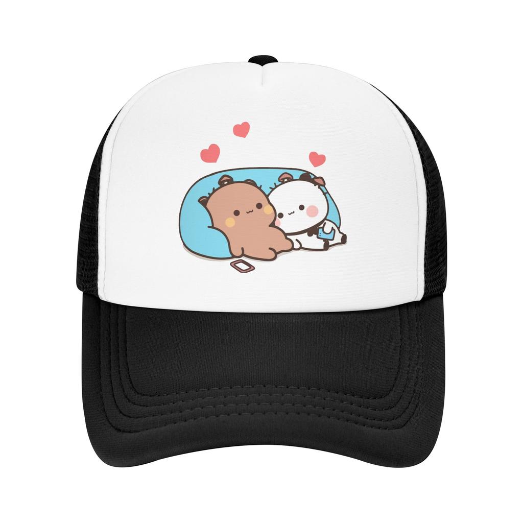 Panda Bear Couple Mesh Baseball Caps Unisex Outdoor Trucker Hat Bubu And Dudu Hat Adjustable Fishing Hat Summer Trucker Hats