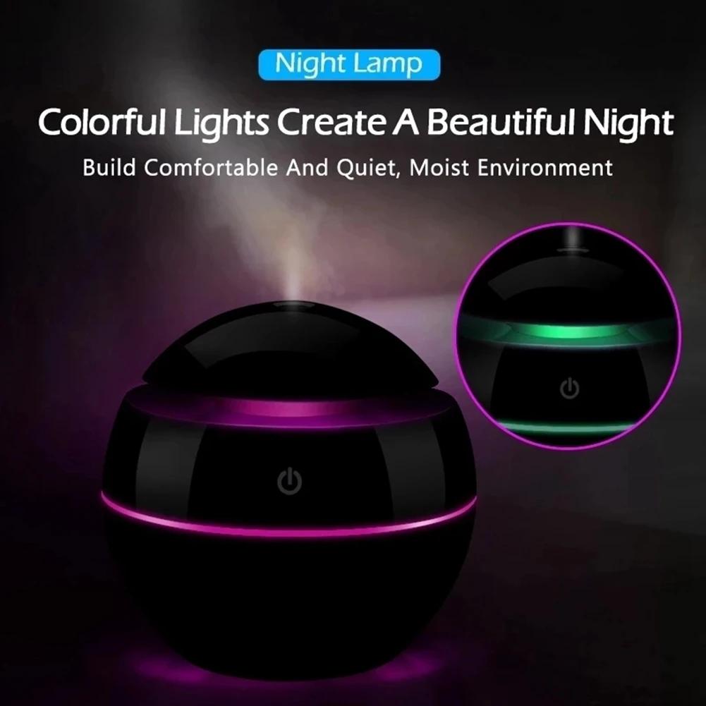 Portable Air Humidifier Ultrasonic USB  Diffuser LED Night Light Electric Essential Oil Diffuser Aromatherapy Black Humificador