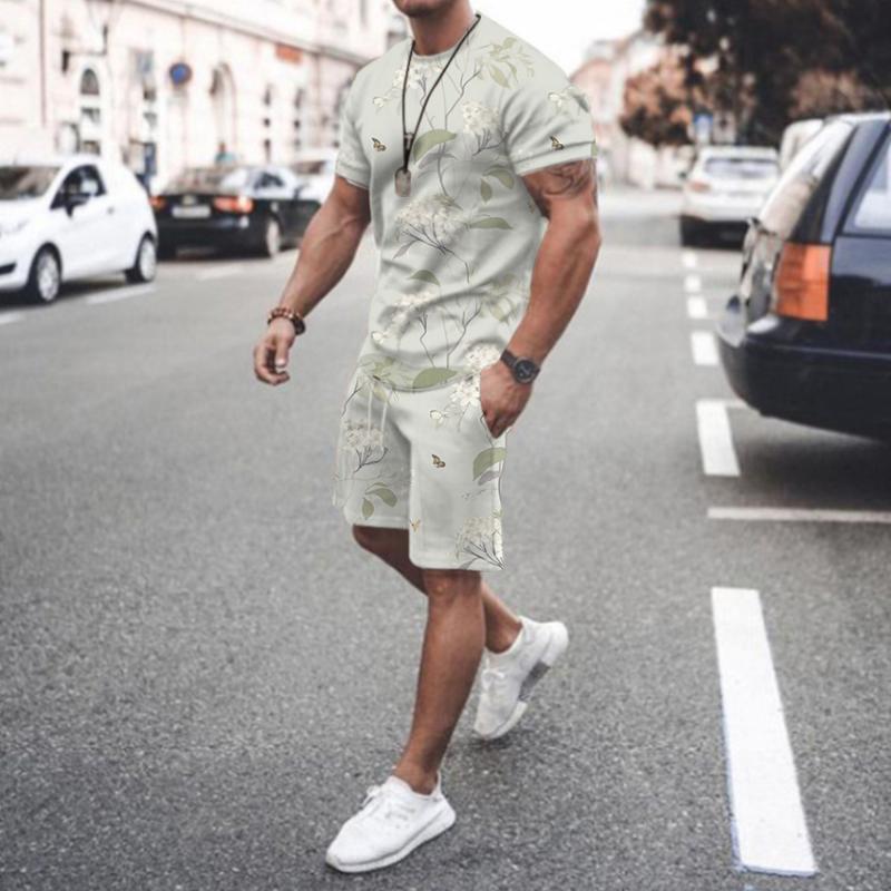 2024 Hawaii T-shirt and Shorts Men's and Youth Two-piece Set Summer New Vacation Set Fashionable Street 3D Printing Set