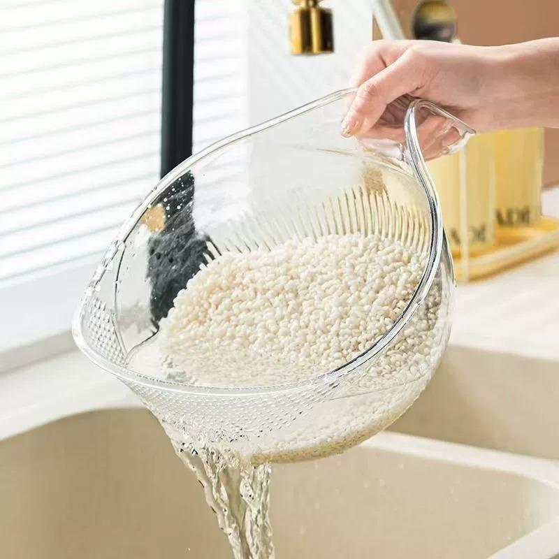 Rice Washing Sieve Basket: Multi-functional Kitchenware for Draining and Washing Vegetables & Rice, with Handle.