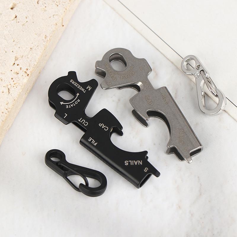 1Pc Stainless Steel Keychain Hook Plier Nail File Bottle Driver Screwdriver Bottle Opener For Outdoor Camping Survival Gear Tool