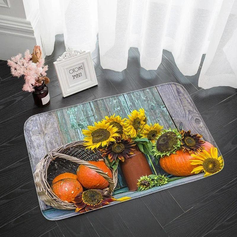 

Серія Sunflower Килимок для дверей Нековзкий килимок для ванної кімнати Кухонні килимки для дому Прикраса вітальні Килим для входу з квітковим принтом, який можна мити 60cmx90cm