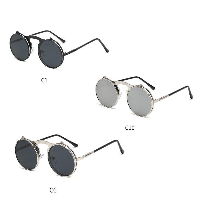 Old Metal Steampunk Flip Sunglasses Flip Men And Women Fashion Round Frames