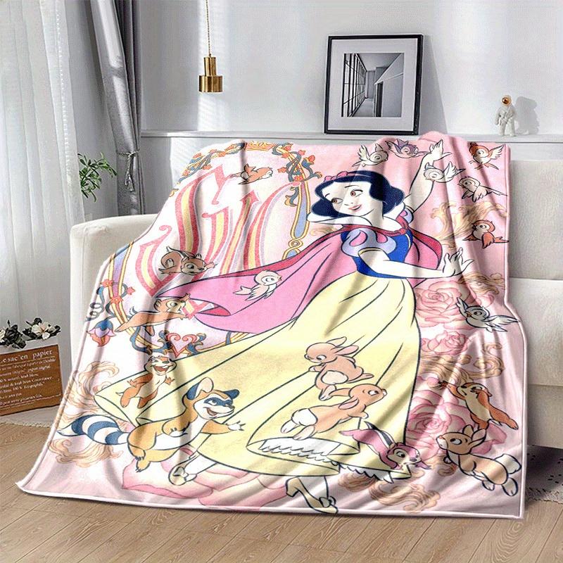 1pc Snow White Printing Blanket - Soft, All-Season Throw for Office Blanket, | Personalized Gift with Adorable Cartoon Design