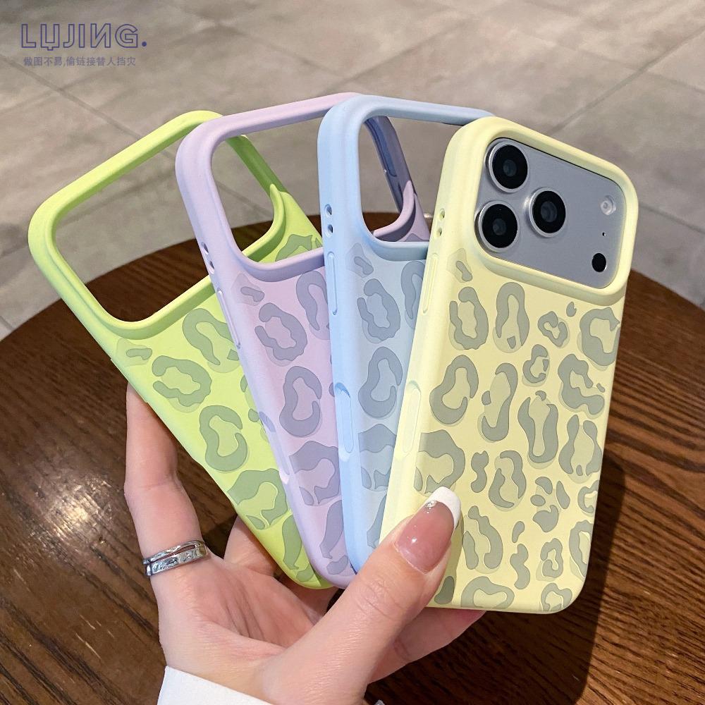 Fashion Leopard Pattern Liquid Silicone Case For iPhone 17 Air 16 15 14Plus 13 Pro Max Plus Camera Protection Matte Soft Cover