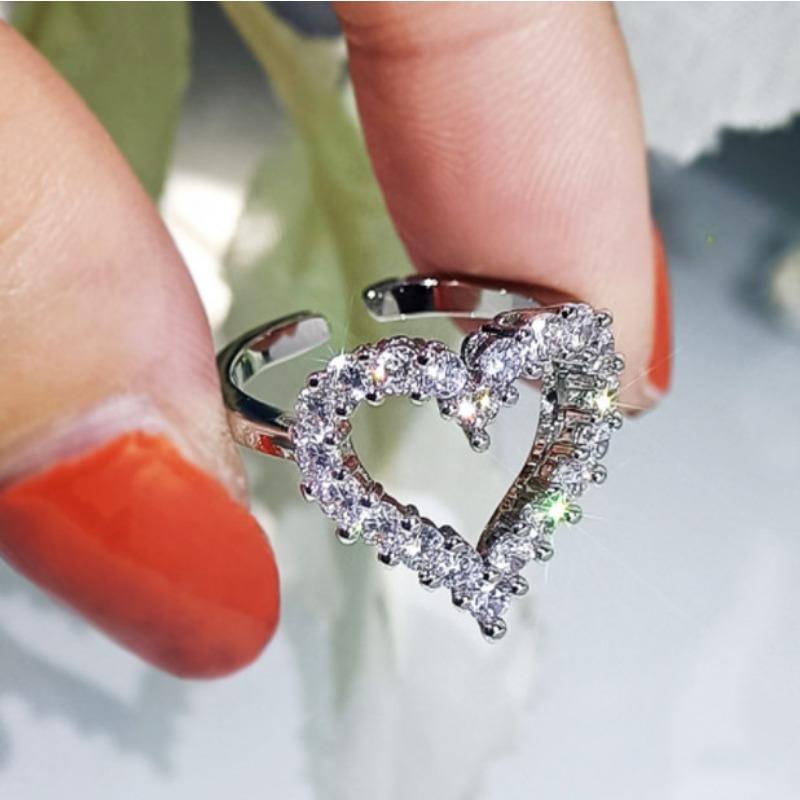 Классический комплект свадебных украшений из циркония в форме сердца, серьги, ожерелье, кольцо, комплект из трех предметов