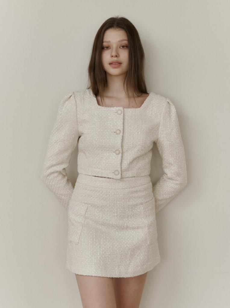 Kinder Baby Ivory Pearl Tweed Mini Skirt