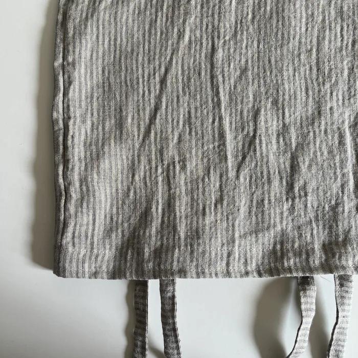 Linen gray striped mini bag