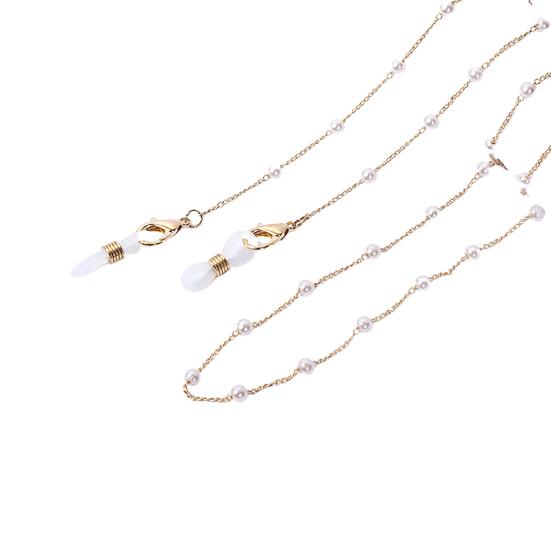Glasses Chain Faux Pearl Neck Strap Rope Metal Fixed Eyeglass Cord for Driving