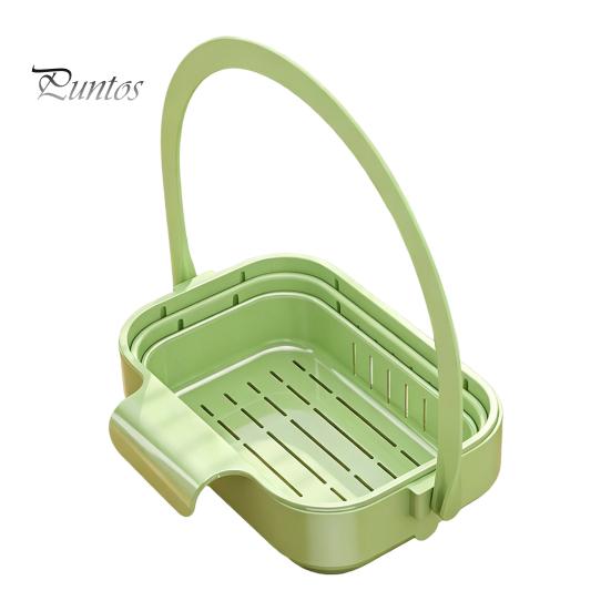 Draining Basket for Food Foldable Sink Drain Basket, with Handle, Quick Drainage Kitchen Over The Strainer Colander, Space-saving Telescopic зелёный
