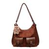 Large capacity bag women's autumn 2025 new locomotive multi-pocket single shoulder crossbody tote bag double shoulder rear backpack