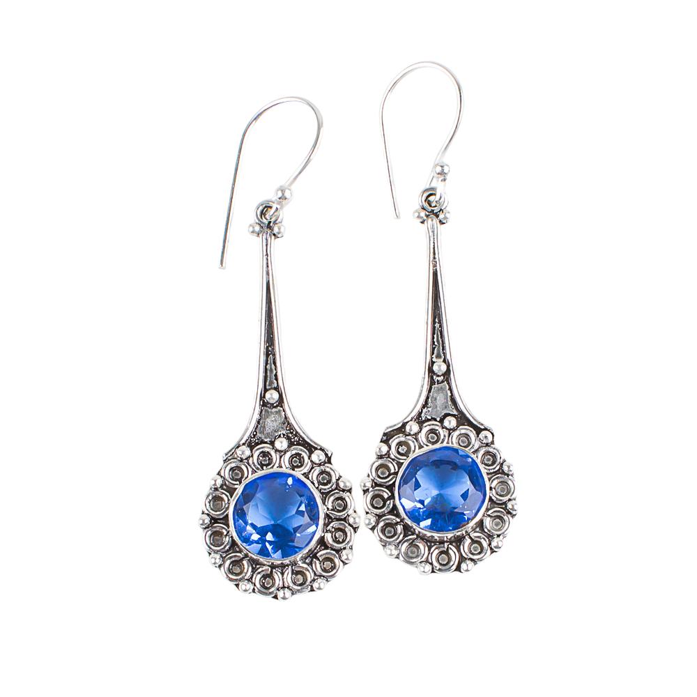 Natural Tanzanite Gemstone 925 Sterling Silver Jewelry Handmade Earrings 2.52" EE-77-6