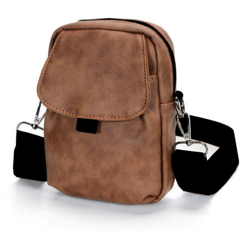 

Men Retro Solid Color Crossbody Bag, Minimalist Casual Trendy Small Mobile Phone Shoulder Sling Bag коричневый