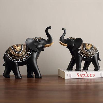 Elegant Chinese Elephant Resin Ornament for Home and Living Room Decor