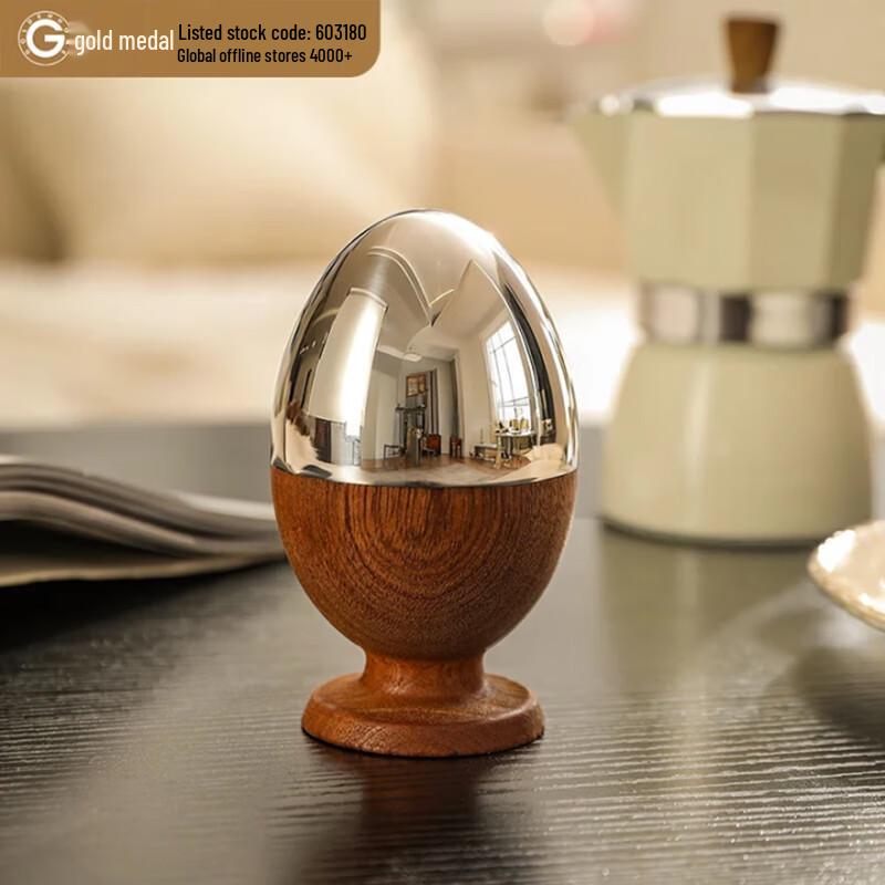 GOLDENHOME Vintage Wenge Wood Egg Toothpick & Floss Holder