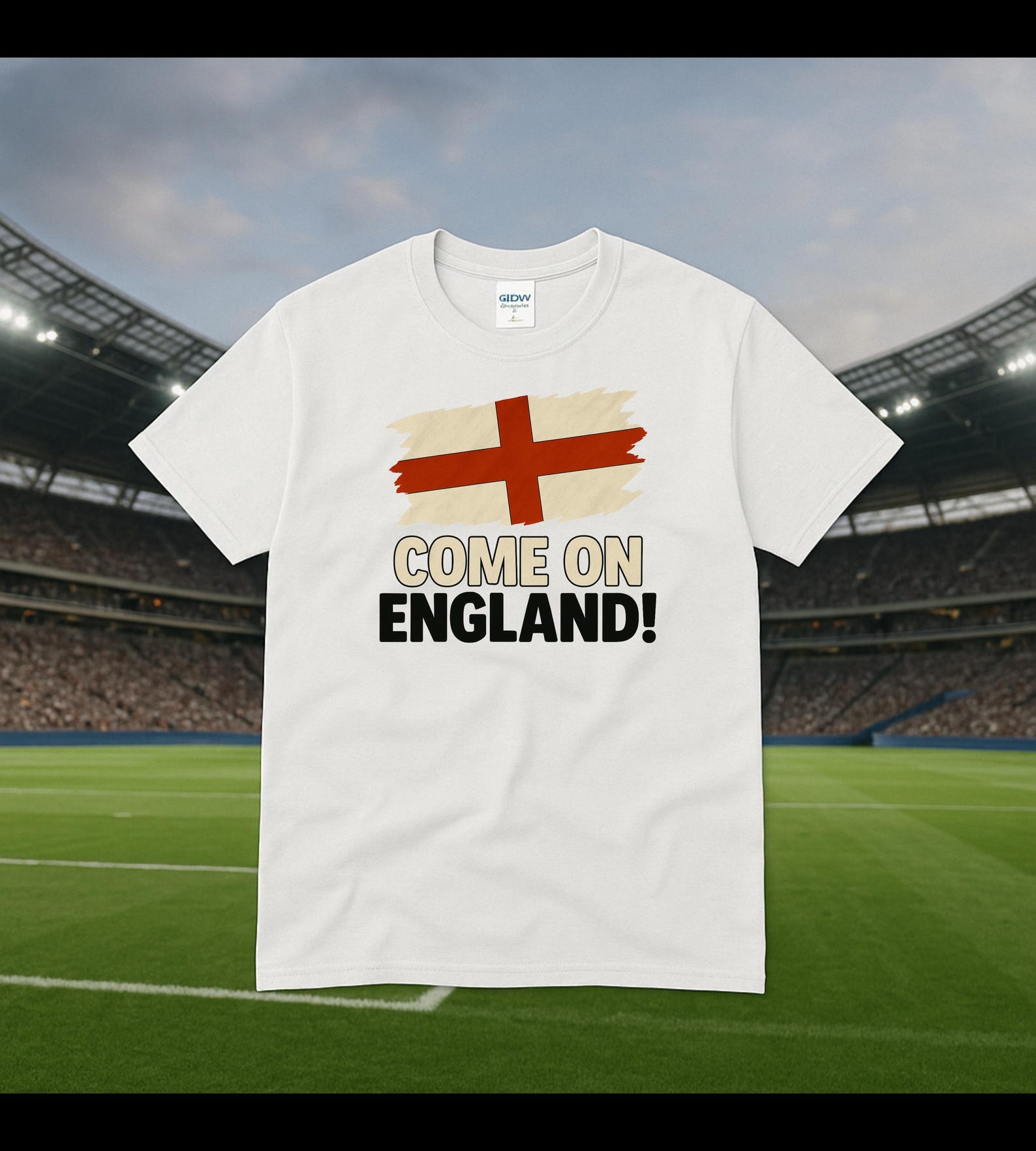 Come On England T-Shirt | World Soccer Fan Tee I England Football Shirt L
