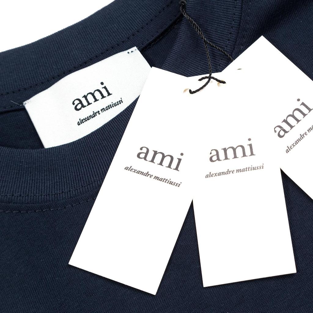 AMI 2025 Summer New Love Embroidered Logo Couple Cotton Short Sleeve Round Neck T-shirt