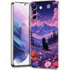 Transparent Phone Case Cover for Samsung Galaxy S25 S24 S23 S22 S20 S21 FE Ultra S24 S23 S10 S10E Plus Funny Sunset Cat Pattern
