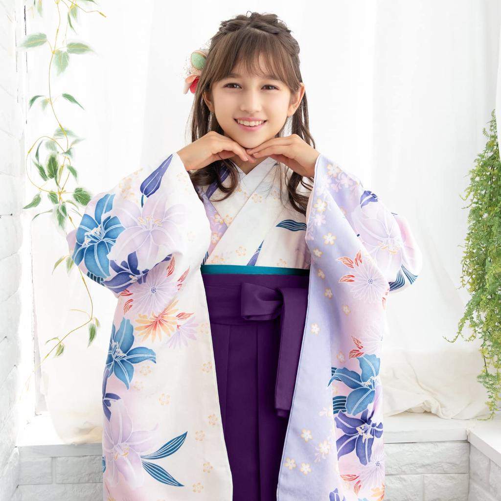 Hakama Graduation Elementary School Graduation Ceremony Elementary School Hakama Hakama Gorgeous Junior String Bottom Shion Lily [KYOETSU] Set,