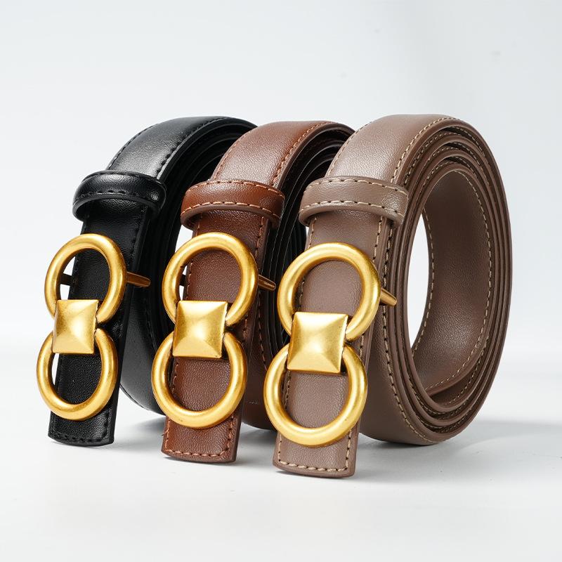 Women's Belt Dress for Women with Skirts and Decorative Women's Smooth Buckle Belt Versatile Thin Belt
