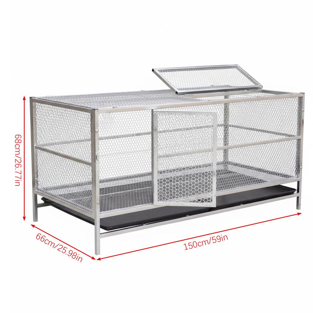 Heavy Duty Stainless Steel Poultry Cage Large Chicken Coop with Trough and Rainproof Cover Perfect for Farming and Livestock