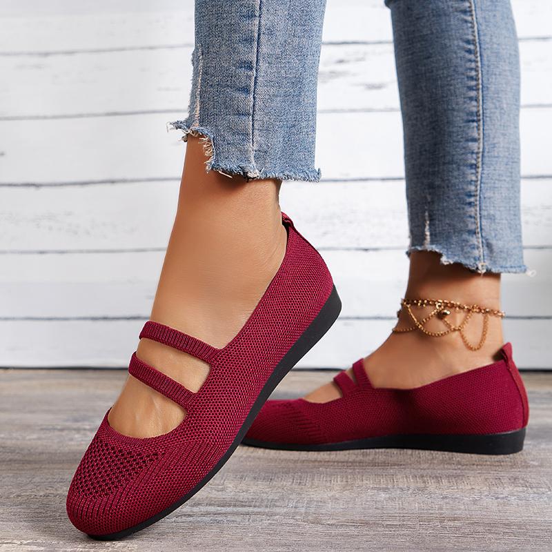 Fashion Summer Mesh Breathable Ballet Flat Shoes for Women Non-Slip Casual Shoes Solid Slip-On Comfort Ladies Footwear Women Sneakers
