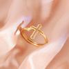 Fashionable and Minimalist Design Hollow Cross Opening Ring, Suitable for Women's Daily Wear, Holiday  Gifts