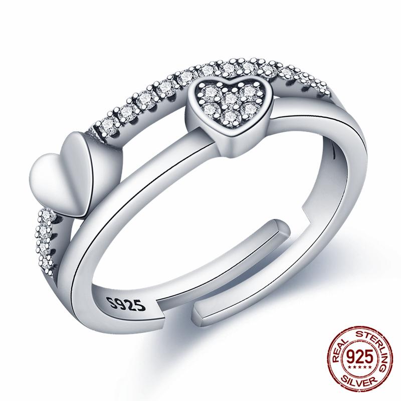 Brand New 100% Genuine 925 Silver Women's Ring Original Heart Crown Rose Gold Crystal Engagement Ring Wedding Anniversary Jewelr