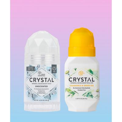 Crystal Crystal Deodorant 120g Unscented Large Capacity Stick   Chamomile Roll On Set Of 2