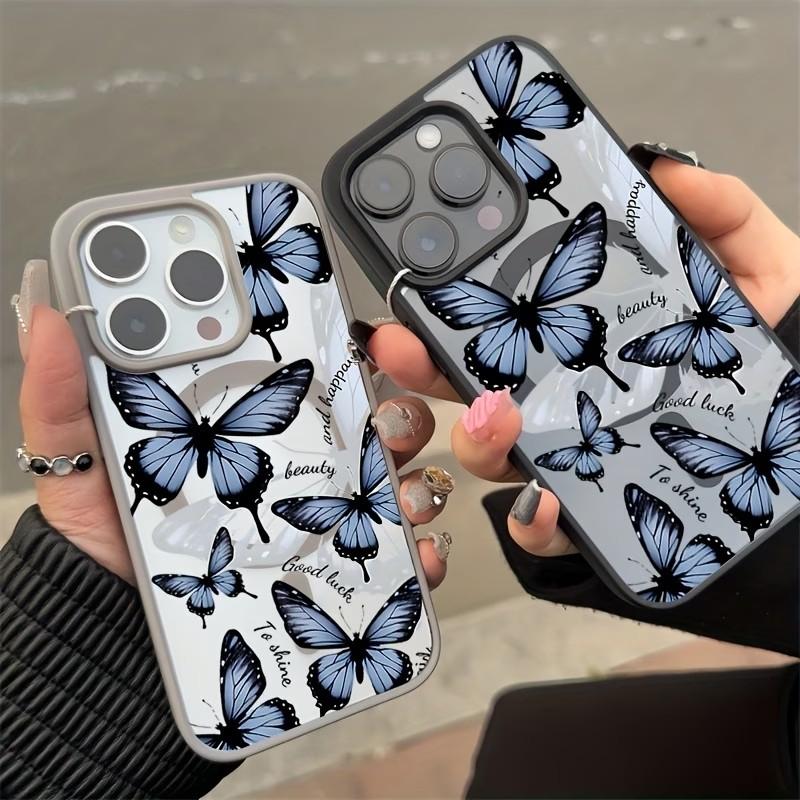 Butterfly Magnetic Transparent Phone Case For iPhone 17 16 15 14 13 12 11 Pro Max Plus Air 16E For Magsafe Wireless Charge Cover