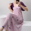 Improved Hanfu short-sleeved cotton and silk nightgown women's summer cotton and silk can be worn outside fairy air artificial cotton loungewear natio