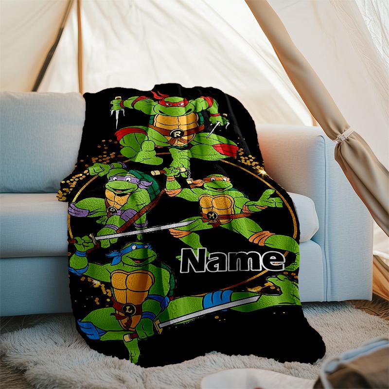 Customizable TMNT Throw Blanket – Personalized Name, All-Season Cozy Snug Blanket, Machine Washable, Personalized Blanket