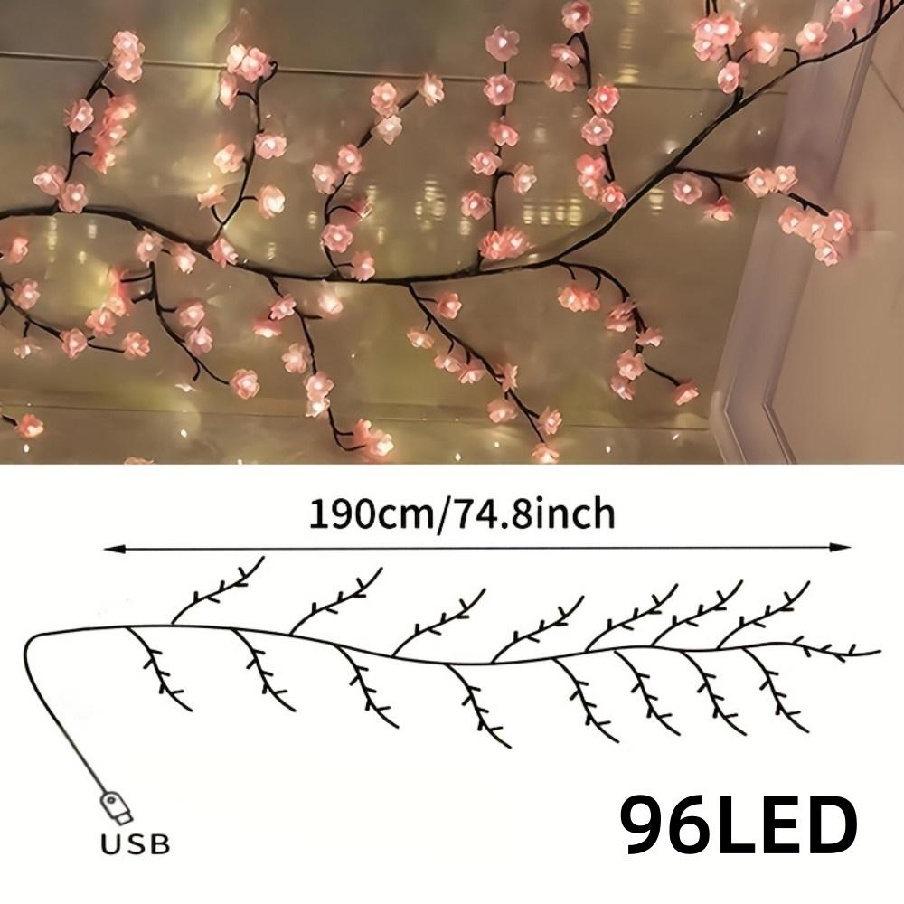 Xiaomi 72/96/144LED Artificial Cherry Blossom Branch LED Lights, USB Powered Pink Flower Fairy Lights for Bedroom Aesthetic Decor