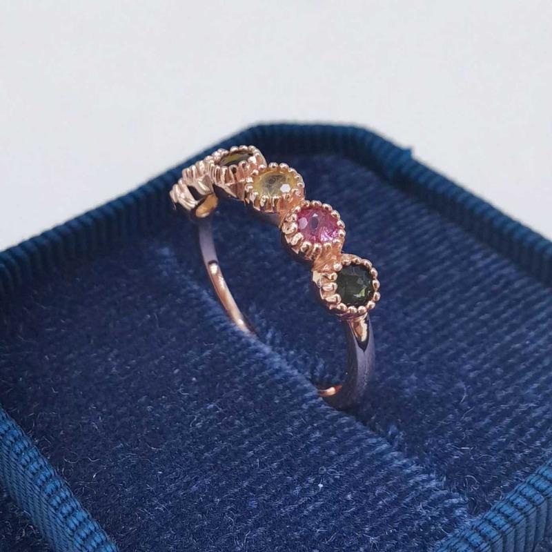 Sace Gems 925 Sterling Silver 3MM Natural Tourmaline Gemstone Rings for Women Engagement Cocktail Party Fine Jewelry Gift