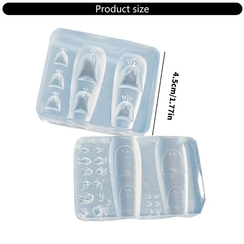 Nail Art Moulds Silicone Template Nail Designing Tool Goldfish Series Silicone Handmade Molds for Manicure Creation