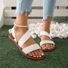 Fashion Summer Ladies Outdoor Sandals Fashion Round Headed Solid Color Weave Flat Shoes Casual Comfortable Women's Sandal