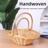 Portable Handheld Rattan Woven Basket Handwoven Decorative Fruit Storage Basket Multi-functional Picnic Basket Kitchen Organizer