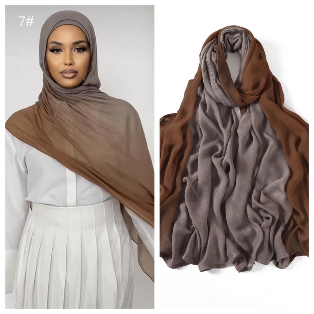 Hand-Painted Gradient Wide-Edge Rayon Scarf and Shawl