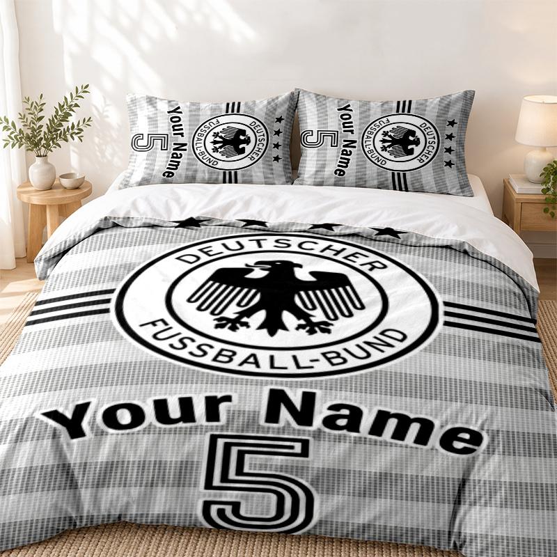 Germany national football team Custom Name 3pc set Perfect for bedroom use Comfortable bedding set includes a duvet cover and two pillowcases Ideal bi