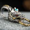 Vintage Dragon Head Key Chains Rhinestone Inlay Key Ring Pendant  Decorations Accessories